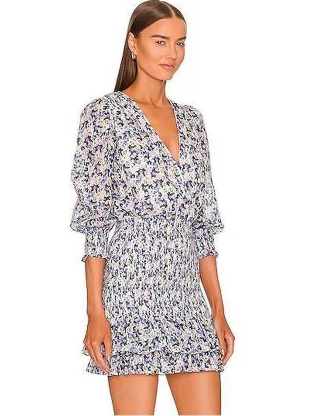 VERONICA BEARD DARRAH DRESS SMOCKED RUFFLES 6